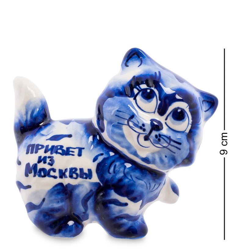 Фигурка Кот-Пушистик Голубая гжель ГЛ-363