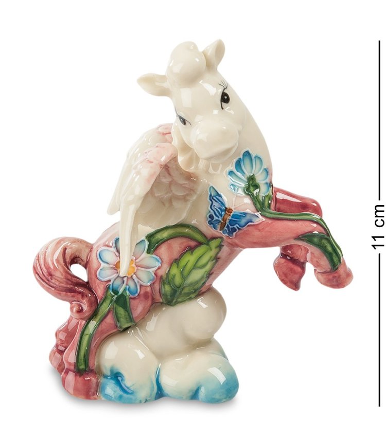 Статуэтка из фарфора Розовая Лошадка-ангелочек на облачке Pavone JP-61/25