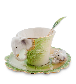 Чайная пара из фарфора Слоны