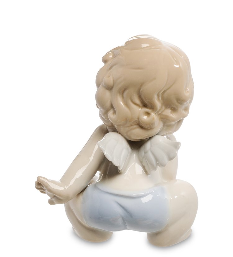 Статуэтка из фарфора Ангелочек карапуз сидит на корточках Pavone JP-34/ 7, фотография со спины