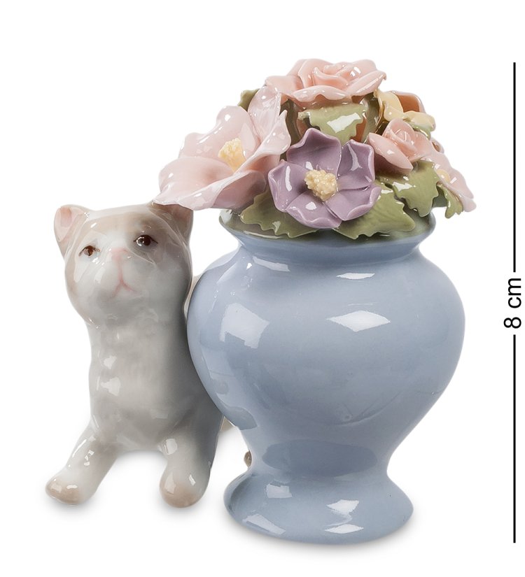 Статуэтка из фарфора Котенок у Вазы с цветами Pavone CMS-15/12
