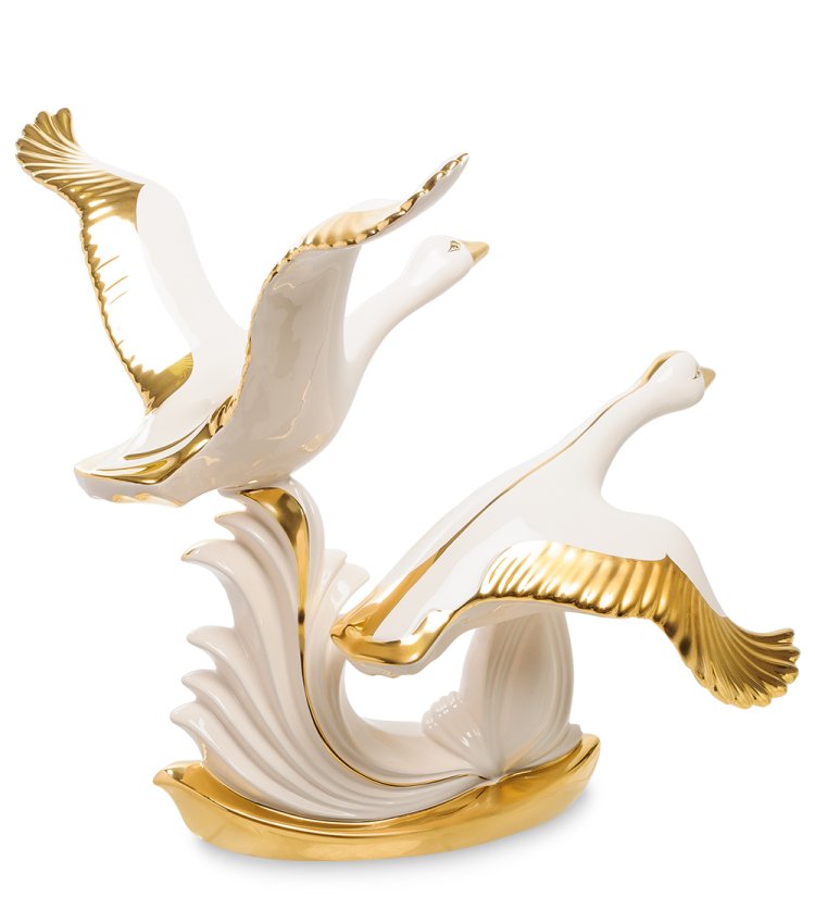 Статуэтка Золотые летающие гуси Ahura 0474/AOLY, фотография с обратной стороны