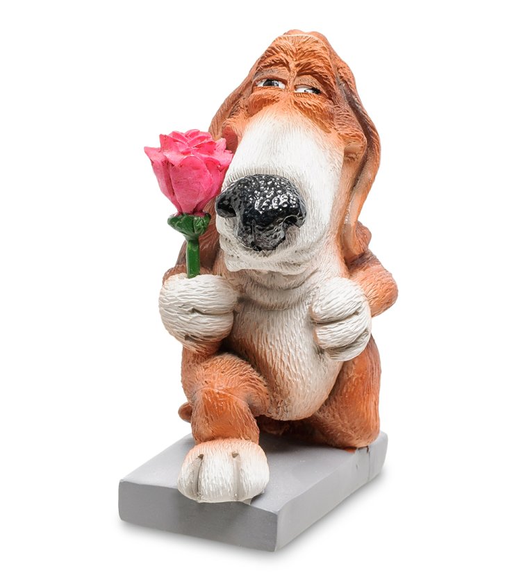Статуэтка Собака Бассет-хаунд Цветы для прекрасной Леди The Comical World of Stratford RV-910, портретный вид