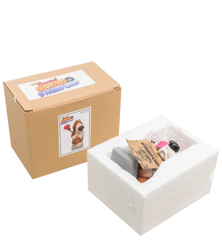 Статуэтка Собака Бассет-хаунд Цветы для прекрасной Леди The Comical World of Stratford RV-910, упаковочный вид