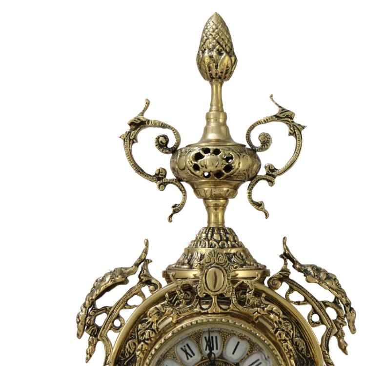 Бронзовые Каминные часы с канделябрами Золотая Пинья Bello De Bronze BP-2703364, увеличенный вид верхней части