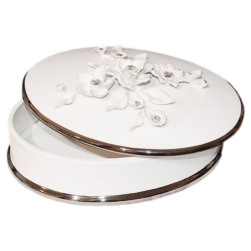 Шкатулка из керамики Цветы c кристаллами Swarovski