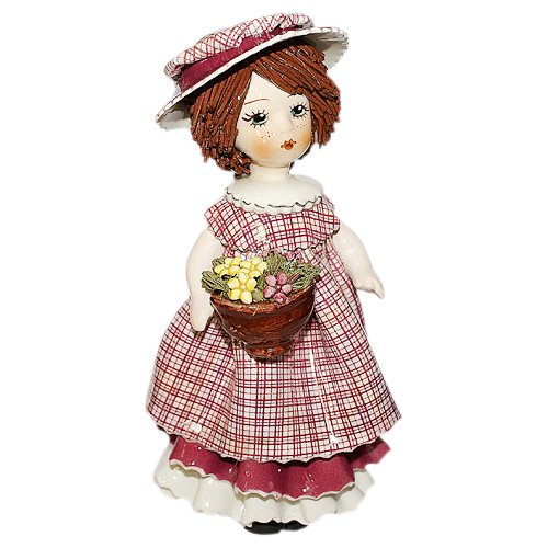 Фарфоровая статуэтка Кукла с темными волосами с цветами