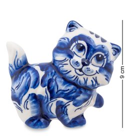 Фигурка Кот-Пушистик Голубая гжель