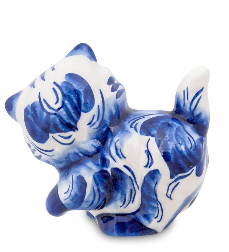 Фигурка Кот-Пушистик Голубая гжель ГЛ-191, фотография со спины