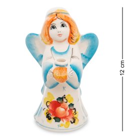 Подсвечник Ангел Цветная гжель