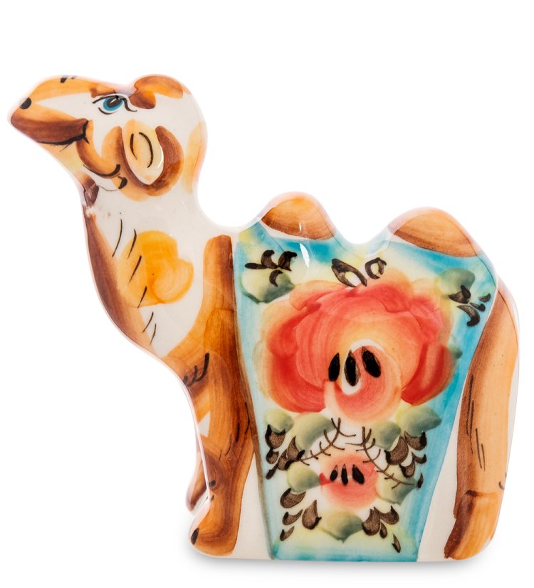 Статуэтка Верблюд Цветная гжель ГЛ-587, фотография сбоку