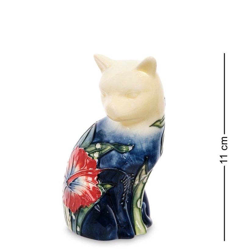 Статуэтка из фарфора Кошечка с красным цветком Pavone JP-11/24, вид профиль