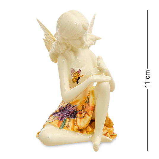 Фигурка из фарфора Девушка-эльф с птичкой Pavone JP-07/16, вид профиль
