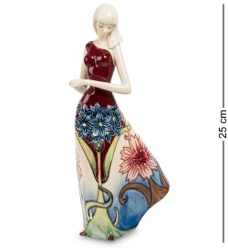 Статуэтка из фарфора Девушка в бордовом платье с цветами