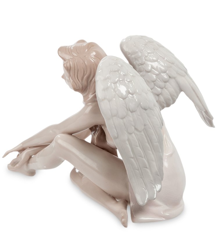 Статуэтка из фарфора Девушка Ангел сидит на ноге Pavone JP-10/ 4, фотография со спины