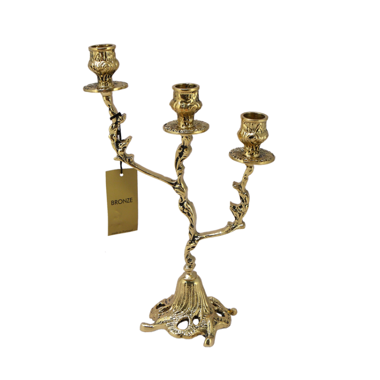 Канделябр на 3 свечи Эскада, золотой Bello De Bronze BP-14040-D