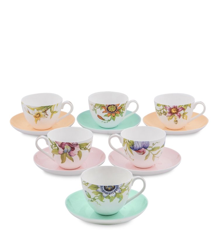 Чайный набор на 6 персон из фарфора Сады Примадонны JK- 08