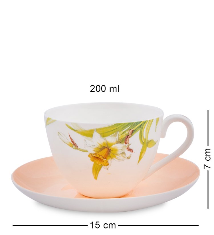 Чайный набор на 6 персон из фарфора Сады Примадонны JK- 08, фотография чайной пары