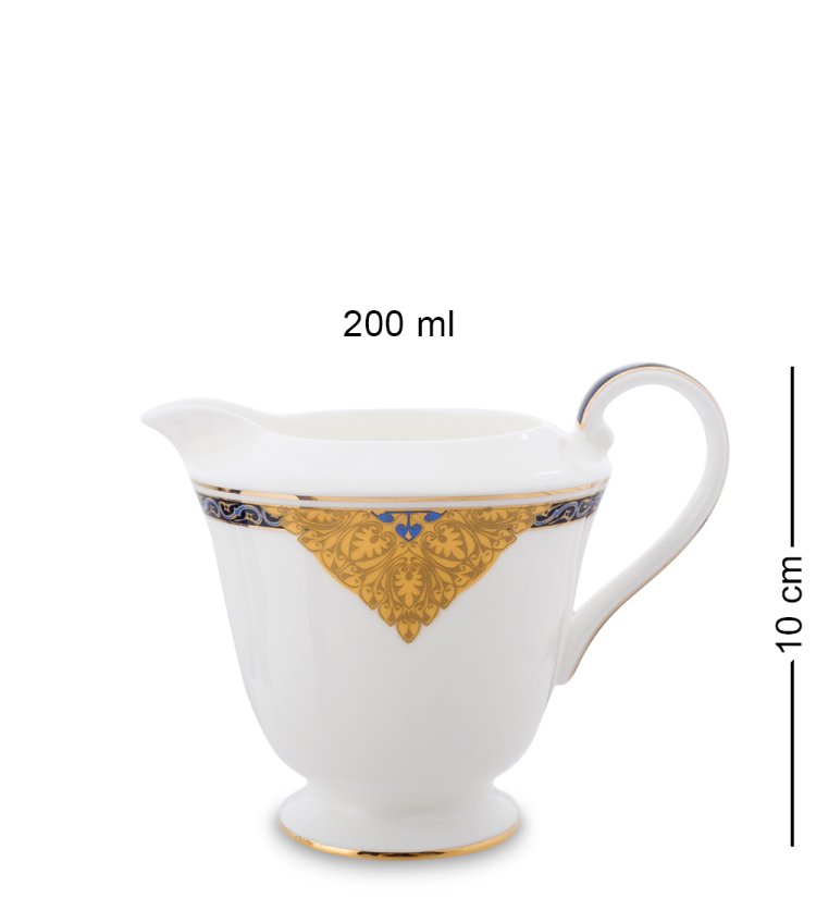 Чайный сервиз на 6 персон из фарфора Золотой Палермо Pavone JK-195, фотография молочника