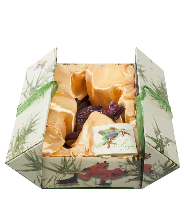 Фигурка из фарфора Ночная Неоновая Лягушка Pavone JP-08/16, упаковочный вид