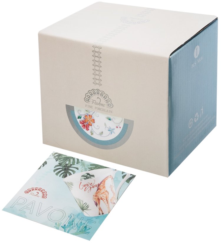 Кружка из фарфора Мопс-Путешественник Pavone JK-276, упаковка