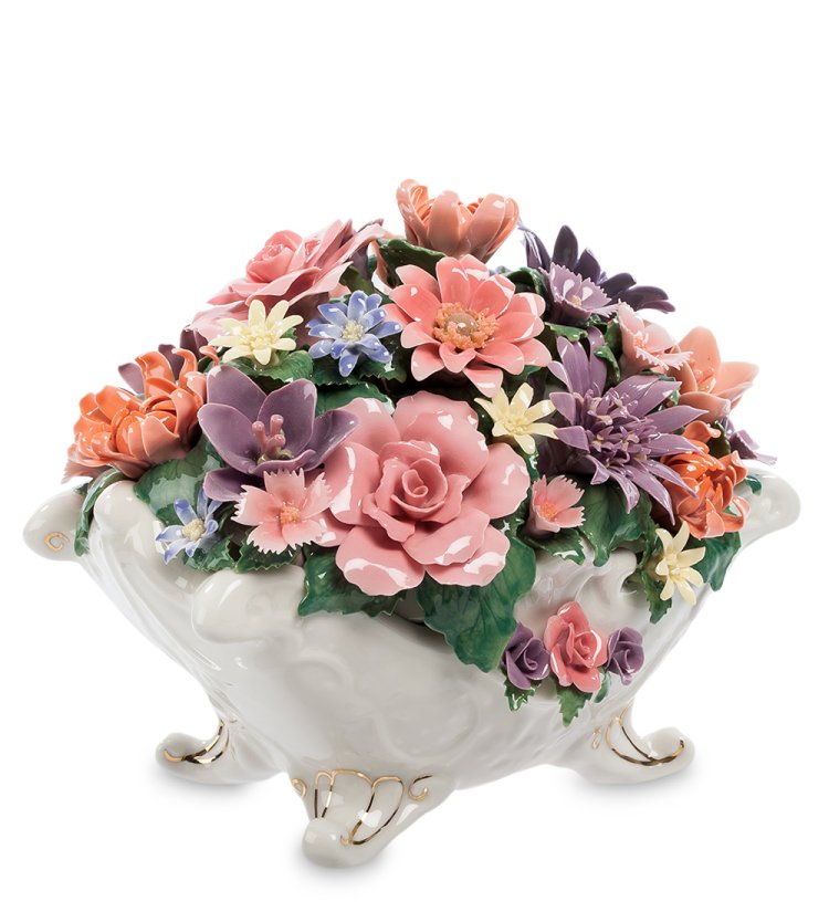 Музыкальная статуэтка из керамики Ваза с цветами Pavone CMS-33/ 9, фотография сбоку