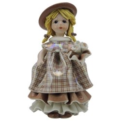 Статуэтка из фарфора Кукла стоящая и держащая букет цветов