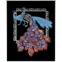 Картина Павлины к удаче c кристаллами Swarovski