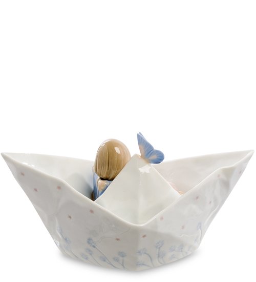 Музыкальная статуэтка из фарфора Девочка в лодке Pavone  JP-42/29, оборотная сторона