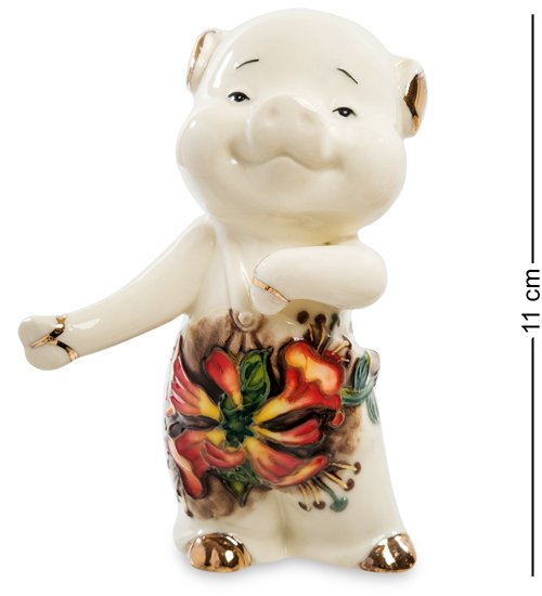 Фигурка из фарфора Танцующий поросенок с цветком Pavone JP-111/18