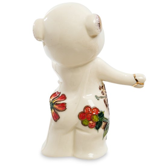 Фигурка из фарфора Танцующий поросенок с цветком Pavone JP-111/18, оборотная сторона