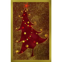 Картина Елка в золоте c кристаллами Swarovski