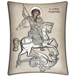 Икона Георгий Победоносец с белой рамкой, Размер 16x20 см