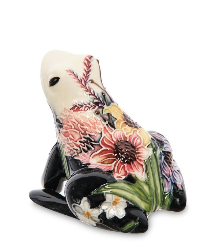 Статуэтка из фарфора Лягушка с полевыми цветами Pavone JP-95/ 3, оборотная сторона