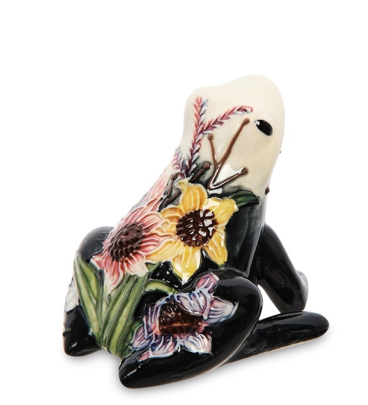 Статуэтка из фарфора Лягушка с полевыми цветами Pavone JP-95/ 3, вторая оборотная сторона
