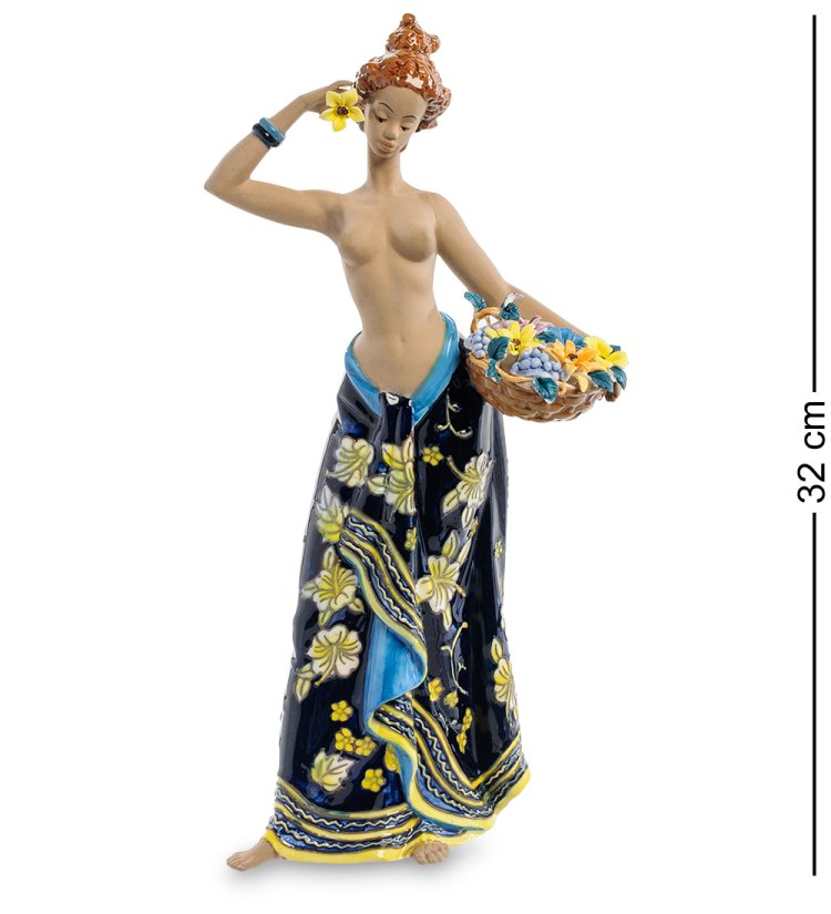 Статуэтка из фарфора Африканка с корзиной цветов в руке Pavone JP-39/ 4