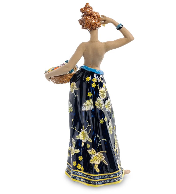 Статуэтка из фарфора Африканка с корзиной цветов в руке Pavone JP-39/ 4, фотография со спины