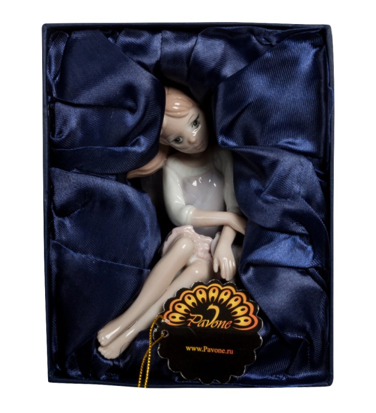 Статуэтка из фарфора Девушка Ангел в платье с шляпой Pavone JP-10/ 5, фотография в упаковке