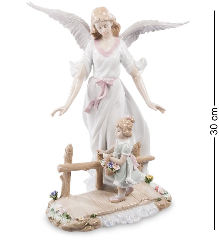 Статуэтка из фарфора Ангел с девочкой на мостике Pavone JP-10/ 15