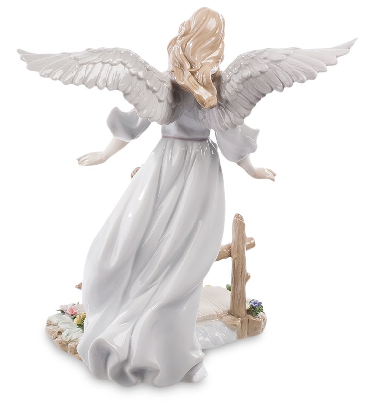 Статуэтка из фарфора Ангел с девочкой на мостике Pavone JP-10/ 15, фотография со спины