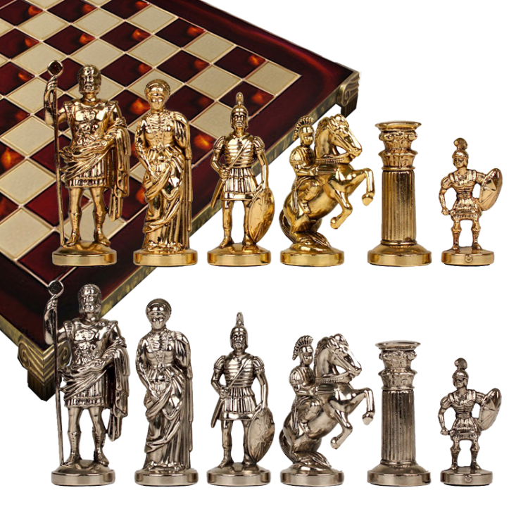 Шахматы с красной доской Греко-Римский период Manopoulos MP-S-3-28-RED, фотография фигур