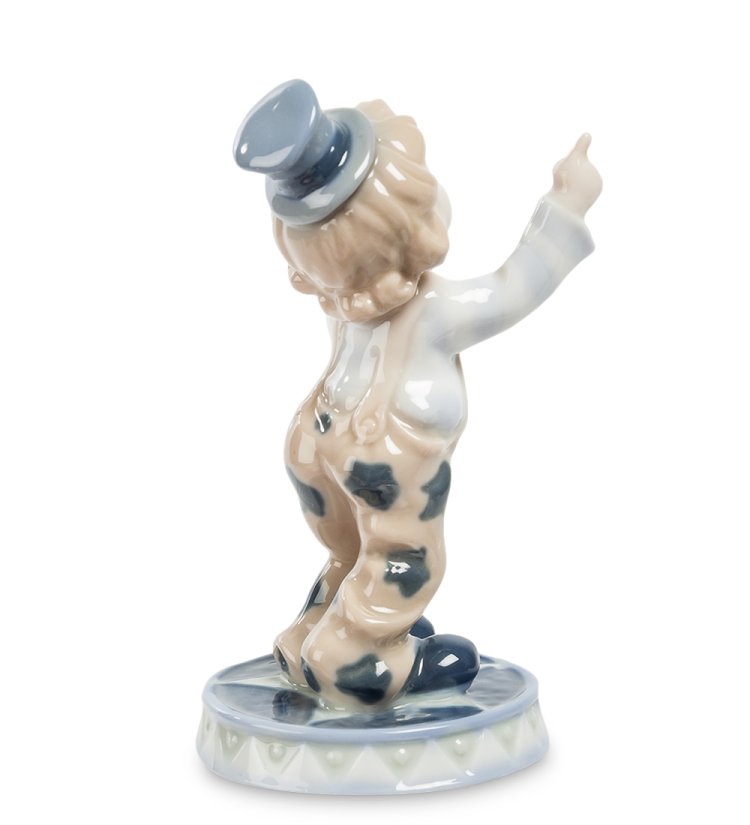 Статуэтка из фарфора Маленький клоун с трубой Pavone JP-19/8, фотография со спины
