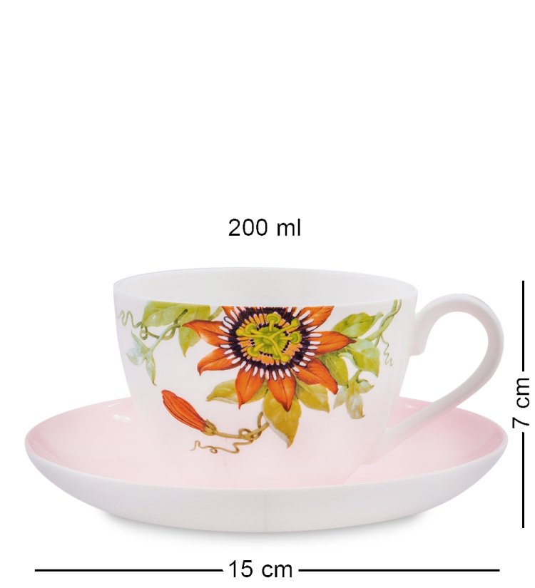 Чайный набор на 2 персоны из фарфора Сады Примадонны Pavone JK- 10, фотография чайной пары