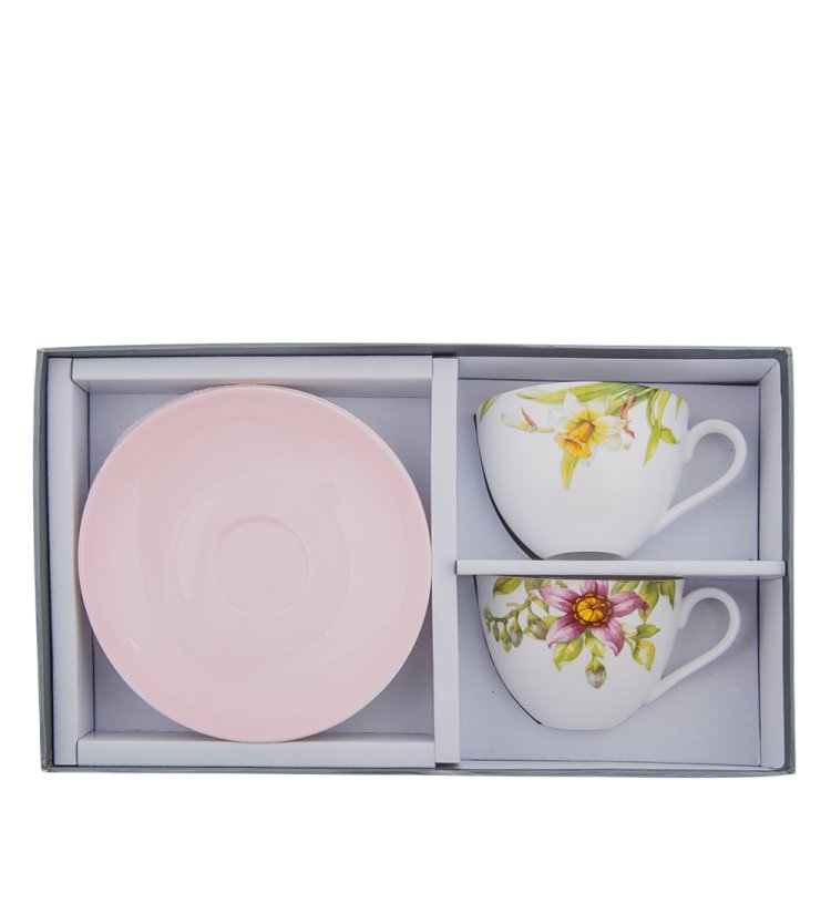 Чайный набор на 2 персоны из фарфора Сады Примадонны Pavone JK- 10, фотография в упаковке