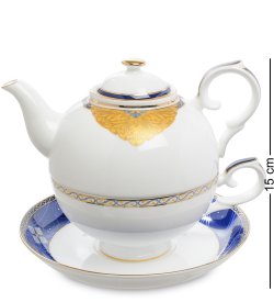 Чайная пара с чайником из фарфора Золотой Палермо