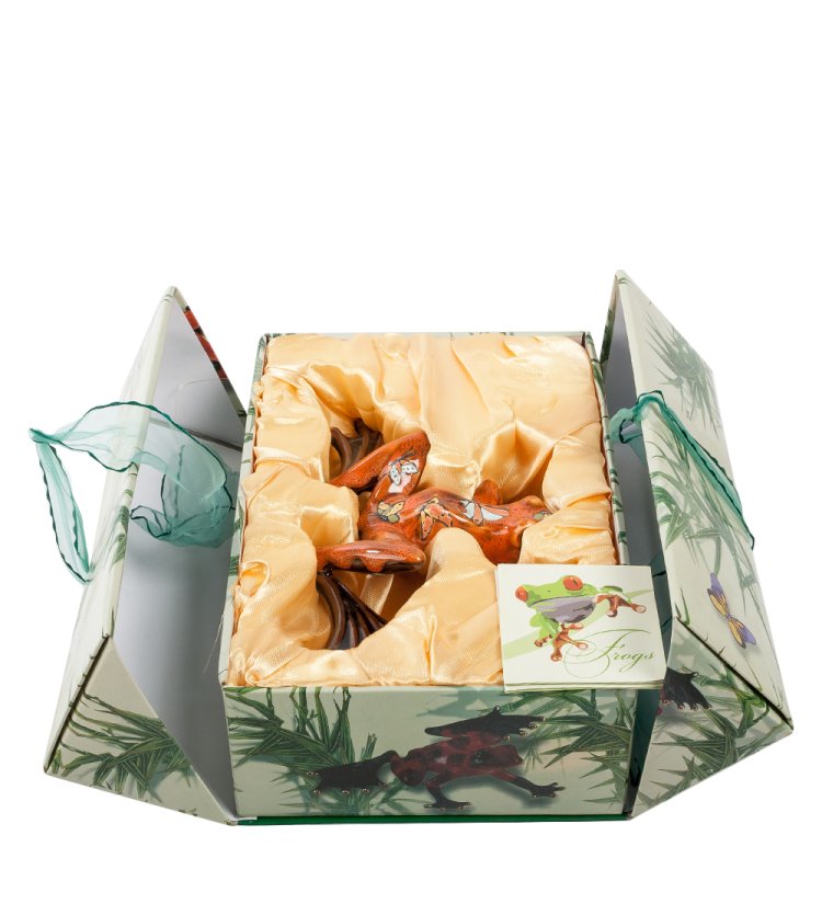 Фигурка из фарфора Бордовая Лягушка Pavone JP-08/17, упаковочный вид