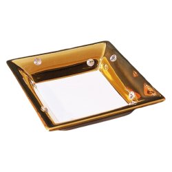 Тарелка глубокая квадратная золотая