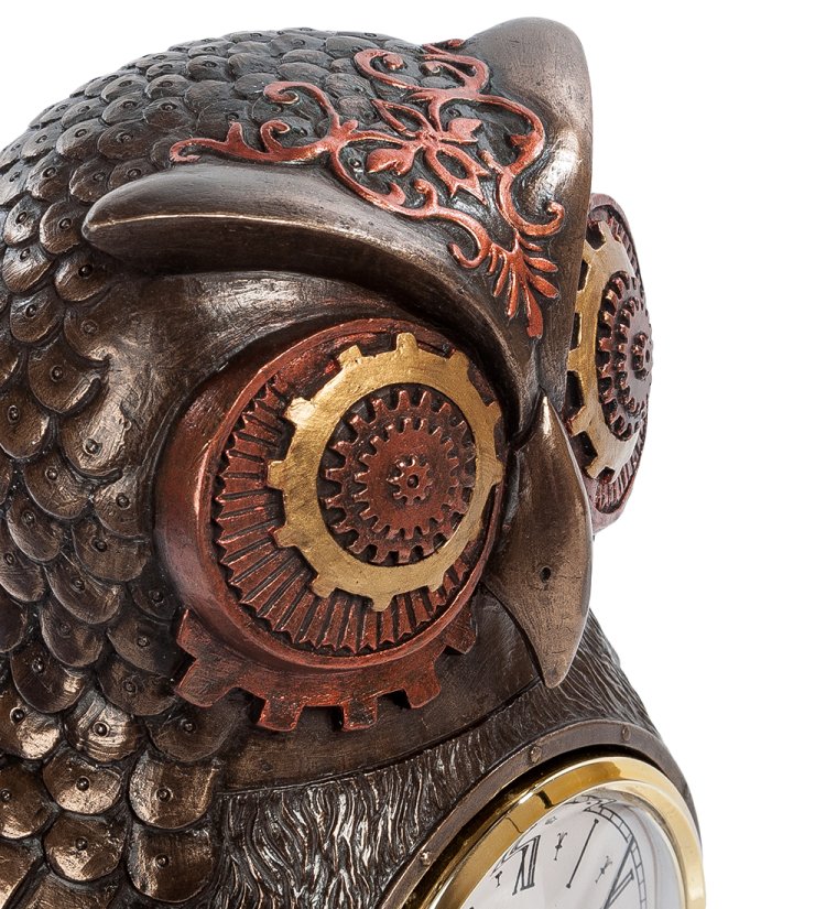 Статуэтка-часы в стиле Стимпанк Металлическая Сова Veronese WS-186, портретный вид