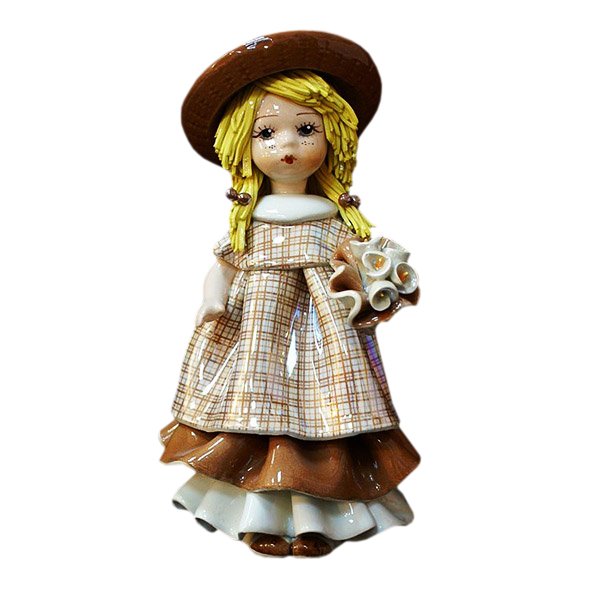 Статуэтка из фарфора Кукла стоящая и держащая букет цветов