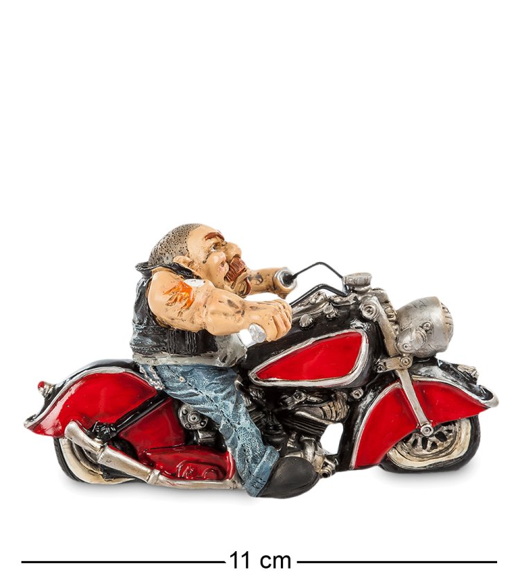 Фигурка Байкер на красном мотоцикле The Comical World of Stratford RV- 14, вид профиль